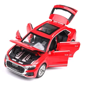 1:24 de simulación alta Audi Q8 con luz y sonido tire hacia atrás de la aleación de coche de juguete modelo de juguetes para niños, regalos de Coches de Metal Modelo de coche rc
