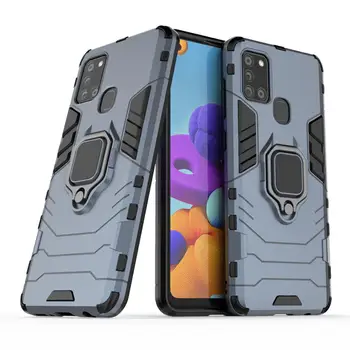 Para Samsung Galaxy A21s A51 A71 Caso de la caja del Teléfono con Giro de 360° Soporte Plegable Resistente a los Golpes Titular de Parachoques Caso de Protección