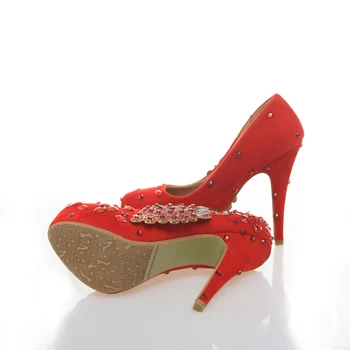 Rojo Rebaño de diamante de imitación Zapatos de la Boda de Phoenix Vestido de Novia Zapatos de Cenicienta Fiesta de Baile zapatos de Tacón Alto Madre de la Novia Zapatos