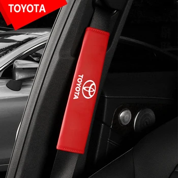 2Pcs Coche Insignia del Coche Estilo de Coche de Cuero Logotipo de la Marca de Seguridad del Cinturón de Hombro para Toyota Corona, Reiz, Corolla Camry de los Accesorios del Coche