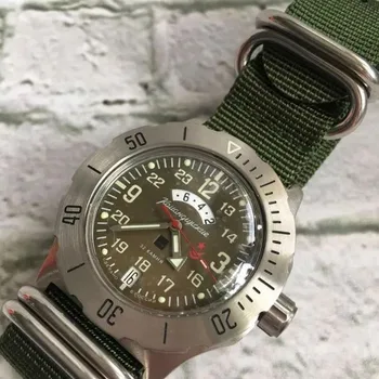 Ver Este к-35 comandante 350754 reloj automático de nylon de la correa de relojes de pulsera Oriente comandante ruso