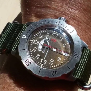 Ver Este к-35 comandante 350754 reloj automático de nylon de la correa de relojes de pulsera Oriente comandante ruso