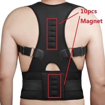 Ajustable Imanes de Apoyo de la Espalda en la Postura Corrector Mujeres Hombres Médica de la parte Posterior del Corsé de la Terapia de la Postura de la Abrazadera de Soporte de la Espalda Cinturón B002