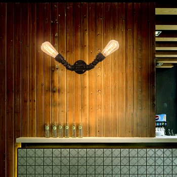 Steam punk Loft Industrial de óxido de hierro tubo de Agua de retro lámpara de pared Vintage E27 lámpara de las luces de steampunk casa de accesorios de iluminación de la luz
