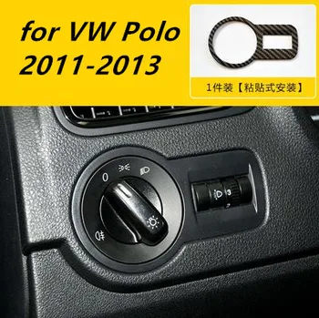 1pc Coche pegatinas ABS de fibra de carbono de grano interruptor de las luces de la cubierta de la decoración de Lentejuelas para 2011-2017 Volkswagen VW POLO 6R 6