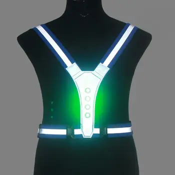 Elástico LED Ciclismo Chaleco Ajustable Visibilidad Chaleco Reflectante Engranaje de Rayas de la Noche de Seguridad en los Deportes de Ciclismo Reflexivo Cinturón de Equitación