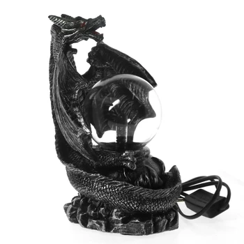 [MGT]Medieval Dragón Guardián Eléctrico de la Bola de Plasma Gótico Adorno de Halloween Decoración de la Iluminación Mística Estatua de Dragón Estatuilla