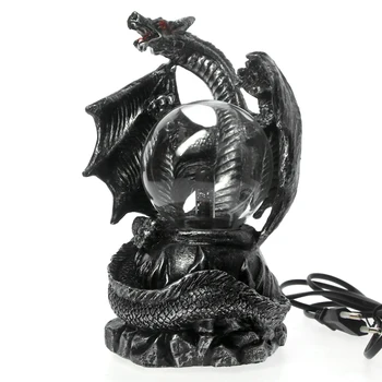 [MGT]Medieval Dragón Guardián Eléctrico de la Bola de Plasma Gótico Adorno de Halloween Decoración de la Iluminación Mística Estatua de Dragón Estatuilla