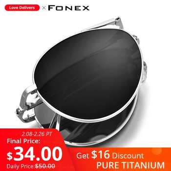 FONEX Puro Titanio Polarizado Gafas de sol de los Hombres de Plegado Clásico de la Aviación Gafas de Sol de Aviador para los Hombres de Alta Calidad de Macho Tonos 838