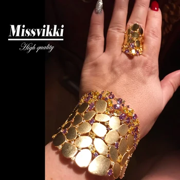 Missvikki 2020 de la Moda de Nueva Noble de Lujo Brazalete y los Pendientes de Aro de piezas de Joyería para Novia de la Mujer programa de la Boda del Partido de la Joyería Conjunto Brillante