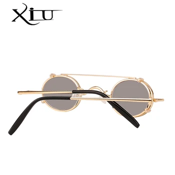 XIU Steampunk Gafas de sol de las Mujeres de los Hombres Oval Clip En la Marca del Diseñador de Gafas de sol de Metal Punk de Vidrio Oculos de la Vendimia de Calidad Superior
