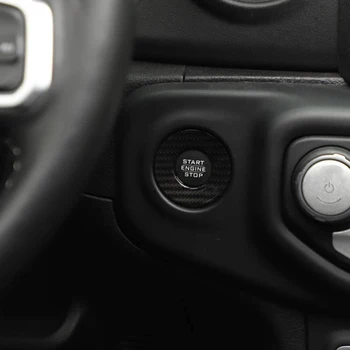 Llave del interruptor de ajuste anillo de Fibra de Carbono Auto Start Stop Botón de la Perilla del Interruptor de Anillo, Clave del Anillo de ajuste de la Decoración de la etiqueta Engomada para Jeep Wrangler JL