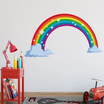 BANMU PVC de la Guardería arco iris Calcomanías de Niños de la Decoración del Hogar, de BRICOLAJE, de los Niños de dibujos animados de Arte de la Pared Pegatinas para la Decoración de la Habitación del Bebé