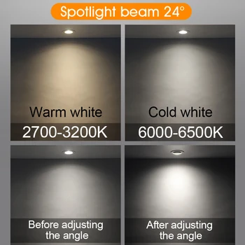LED Downlight Ajustable ángulo de 7W 12W 20W Empotrable Redondo de Techo del LED de la lámpara del Proyector de 220V de Iluminación Interior blanco Cálido Blanco Frío