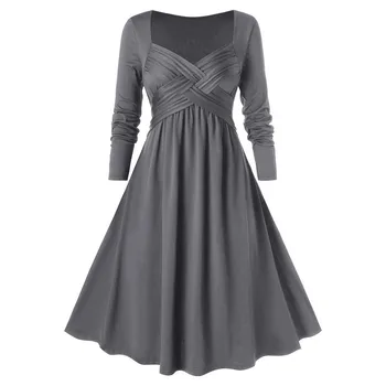 Vestido de mujer de las Mujeres Casual, Más el Tamaño de Marled de Novia Collar de Espacio Túnica Llamarada Vestido de femme túnica платье 2021