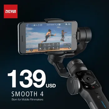 Zhiyun Suave 4 3 Ejes Cardán de Steadicam Estabilizador para el iPhone X 8 Gopro Hero 5 SJCAM SJ7 Xiaomi Yi 4k cámara de acción