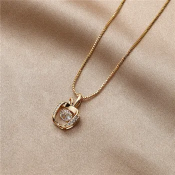 De lujo de Oro de Apple Collares Para las Mujeres AAA Cubic Zirconia Fruta Collar de diamantes de imitación Colgante de Joyería de Mantener el Color de 2 Años