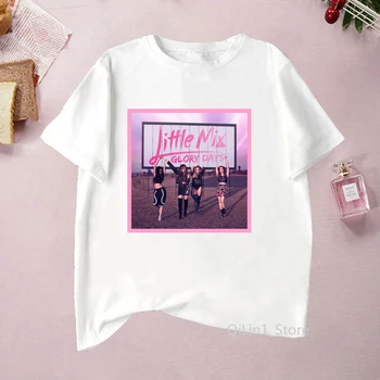 Muchacha británica de la Música del Grupo Little Mix impresión de la camiseta de las mujeres vogue hip hop rock camiseta hipster de la calle blanca de los años 90 de verano fresco tops
