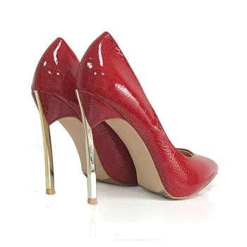 Carollabelly las Mujeres Zapatos de la Marca de zapatos de Tacón Alto de las Bombas de Cuero de la PU de 12CM de Tacón Alto Rojo Sexy de Fiesta Zapatos de Mujer zapatos de Tacón Alto Zapatos de la Boda