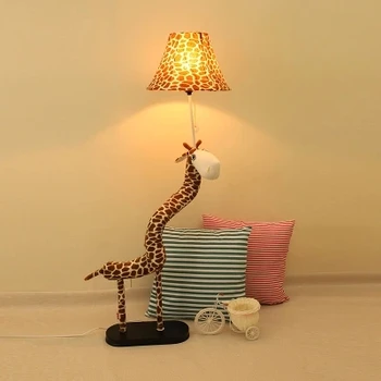 Moderna de dibujos animados de Animales de Tela de Algodón Tela de E27 LED Enchufe de EE.UU. Lámpara de pie para el Niño de la cama de Dormitorio Remoto Regulable (Opcional)