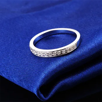 Sólido de Platino PT950 anillo de Bodas Anillo de la Mitad de la Ronda Anillo de Diamantes Para las Mujeres de Novia de la Boda del Anillo D Color VVS1 Encantadora Dedo de la Joyería