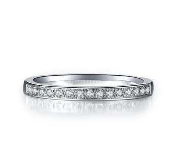 Sólido de Platino PT950 anillo de Bodas Anillo de la Mitad de la Ronda Anillo de Diamantes Para las Mujeres de Novia de la Boda del Anillo D Color VVS1 Encantadora Dedo de la Joyería