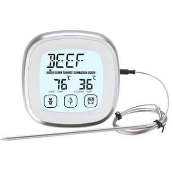 Digital Termómetro de Carne para la Parrilla - Horno de la Cocina de Cocción Instantánea Lector de Temperatura Medidor de Metal con Cable de las Sondas