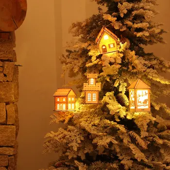 Holiday Mini Colgante led de las luces de los Adornos de Árbol de Navidad con bombillas de led de luces de casas de muñecas Año Nuevo decoración de Navidad Atmósfera de luces