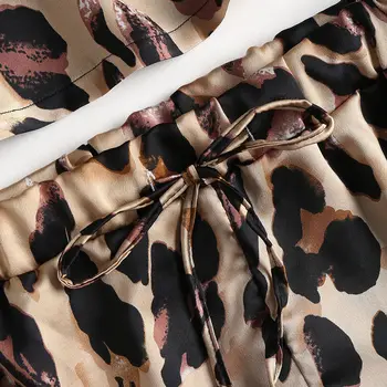 2pcs Mujeres Sexy vestido de la Correa del Tanque de Cortos de la Impresión del Leopardo ropa de dormir de Encaje Babydoll ropa de Dormir Pijamas Conjunto
