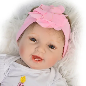 NPK MUÑECA de 22 Pulgadas 55cm Hermosa bebe reborn baby girl de silicona muñeca juguetes para los niños regalo de cumpleaños recién nacido vivo muñecas