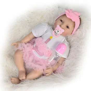 NPK MUÑECA de 22 Pulgadas 55cm Hermosa bebe reborn baby girl de silicona muñeca juguetes para los niños regalo de cumpleaños recién nacido vivo muñecas
