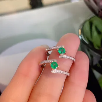 Nueva moda de la esmeralda natural anillo de 4 mm * 4 mm esmeralda genuina anillo de plata esterlina de plata esmeralda anillo de compromiso para mujer