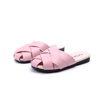 JY de Verano de los Niños de las niñas de la playa de Zapatillas antideslizantes baotou con un presupuesto fijo zapatillas de niña de color rosa negro beige 26-36 TB02