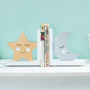 Luna Estrellas Cute Delimitadores De Inicio Creative Decoración De Madera Librero Accesorios