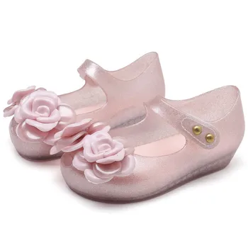 Nuevo Mini Melissa Camellia Niños Jalea zapatos de niñas de boca de pez de PVC plana zapatos de Bebé de las Niñas Primavera Verano Otoño sandalia