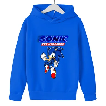 Sonic the Hedgehog Sudaderas Niños Niñas Camisetas Jerséis de Algodón Casual de dibujos animados Hoodied Otoño Sudadera Streetwear Rojo