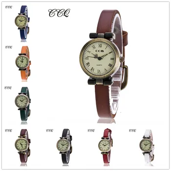 CCQ Marca de Lujo de Relojes de las Mujeres de Cuarzo Banda de Cuero Newv de la Correa del Vestido de las Señoras Reloj Analógico para Hombre de los Relojes de Pulsera orologio donna