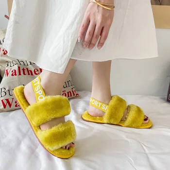 Zapatillas para Mujer Sandalias de Diapositivas Zapatilla de Felpa Suave Pantuflas de peluche de Espuma de Memoria Correa Elástica Deslizarse sobre Antideslizante Suela