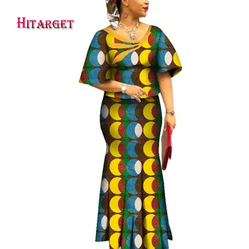2019 Hitarget Africanos Vestidos para las Mujeres Privadas de encargo de las Mujeres Africanas Dashiki Falda Conjunto de 2 Piezas Bazin Más el Tamaño de Ropa WY4561