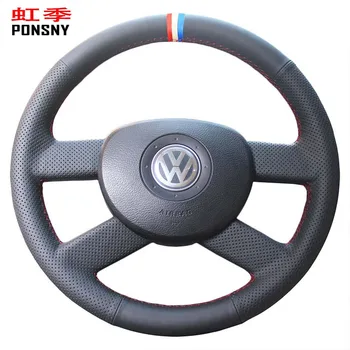 PONSNY Artificial de Cuero Volante de Auto Cubre para Volkswagen VW Polo 2003-2006