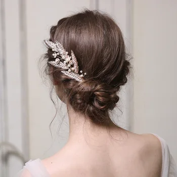 La perla de la hoja de peine del pelo del diseño Original hecho a Mano Exclusivamente a las mujeres la Fiesta de la Boda de la novia de la celada
