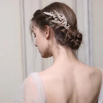 La perla de la hoja de peine del pelo del diseño Original hecho a Mano Exclusivamente a las mujeres la Fiesta de la Boda de la novia de la celada