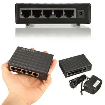 Conmutador Gigabit 5Ports Conmutador Ethernet Mini 1000Mbps Escritorio Conmutador de Red RJ45 Hub,Inteligente, Plug and Play,Fácil Instalación