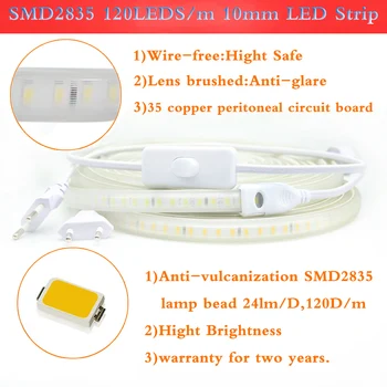 SMD2835 LED Tira de luz Suave 120LEDs/m de Alto Brillo Flexible de Luz LED de Alta Seguridad IP67 Impermeable al aire libre de Uso de la Tira del LED