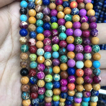 Natural de varios Colores Imperial Jaspe r perlas de Mar,Sedimentos Jaspers Perlas de 6MM 8MM 10MM 12MM Ronda de Piedra Suelta Perlas para la joyería de 15