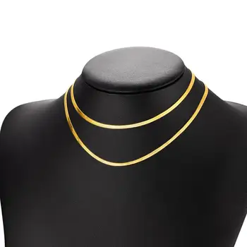 U7 Ajustable Plana Serpiente Gargantilla de 3mm de Oro de Plata de Color de Acero Inoxidable de 13 pulgadas 15inch Collar Para Mujer Chica Regalo P1066