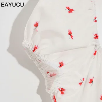 EAYUCU las Mujeres de la Moda de Manga Corta de estilo Boho Floral Mini Vestido de Verano de las Señoras de Fiesta Vestido Femenino vestidos ED248