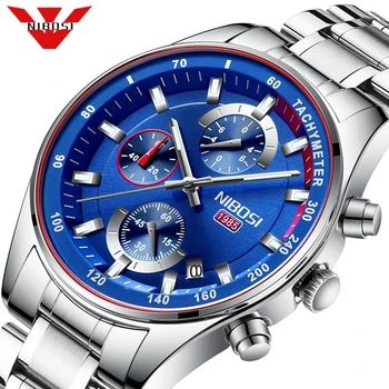 NIBOSI Azul Reloj de los Hombres del Deporte de Moda Reloj de Cuarzo para Hombre Relojes de la Marca Superior de Lujo Cronógrafo Impermeable Reloj Relogio Masculino