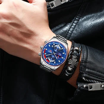 NIBOSI Azul Reloj de los Hombres del Deporte de Moda Reloj de Cuarzo para Hombre Relojes de la Marca Superior de Lujo Cronógrafo Impermeable Reloj Relogio Masculino