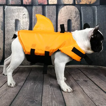 Tiburón Perro de Vida de la Chaqueta de la Ropa de Seguridad para Mascotas Chaleco salvavidas Perro de Verano de Natación Ropa de Bulldog francés de la Aleta de la Chaqueta de Jugar en el Mar